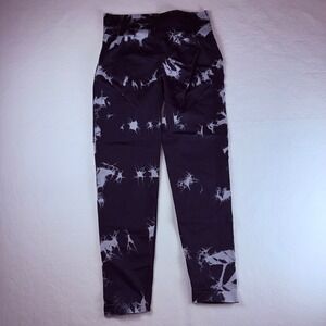 Seamless Tie Dye Scrunch Butt Leggings Black White High Waist Yoga Pants Large